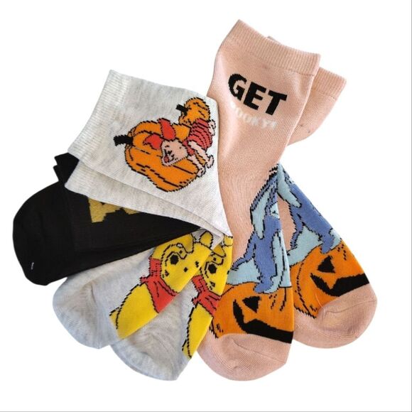 Disney Winnie The Pooh Halloween 3 Pack Crew Socks NWT - Picture 8 of 15